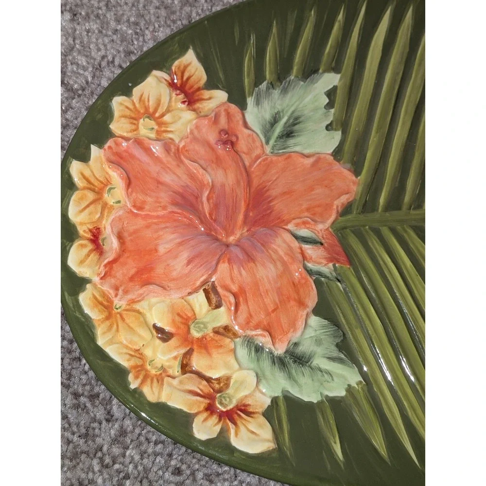 Tommy Bahama‎ Paradise Garden Hibiscus Plumeria Serving Platter Tropical 2006